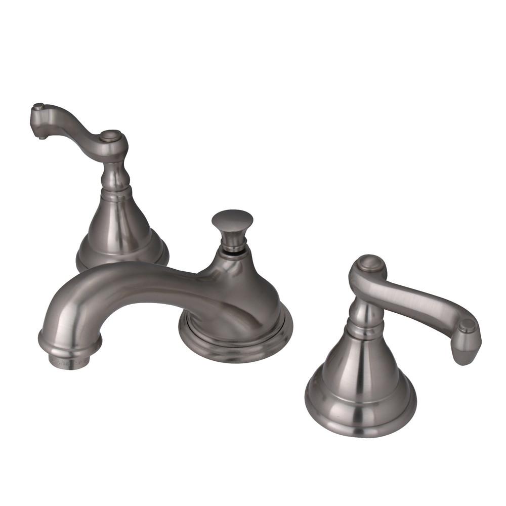 Kingston Satin Nickel Royale 2 Hdl Widespread Bathroom Faucet w pop-up KS5568FL