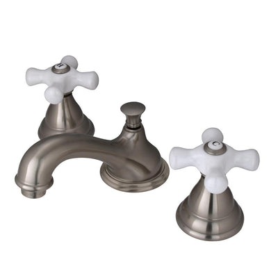 Kingston Satin Nickel Royale 2 Hdl Widespread Bathroom Faucet w pop-up KS5568PX