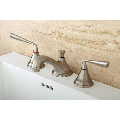 Kingston Satin Nickel Silver Sage Widespread Bathroom Faucet w pop-up KS5568ZL