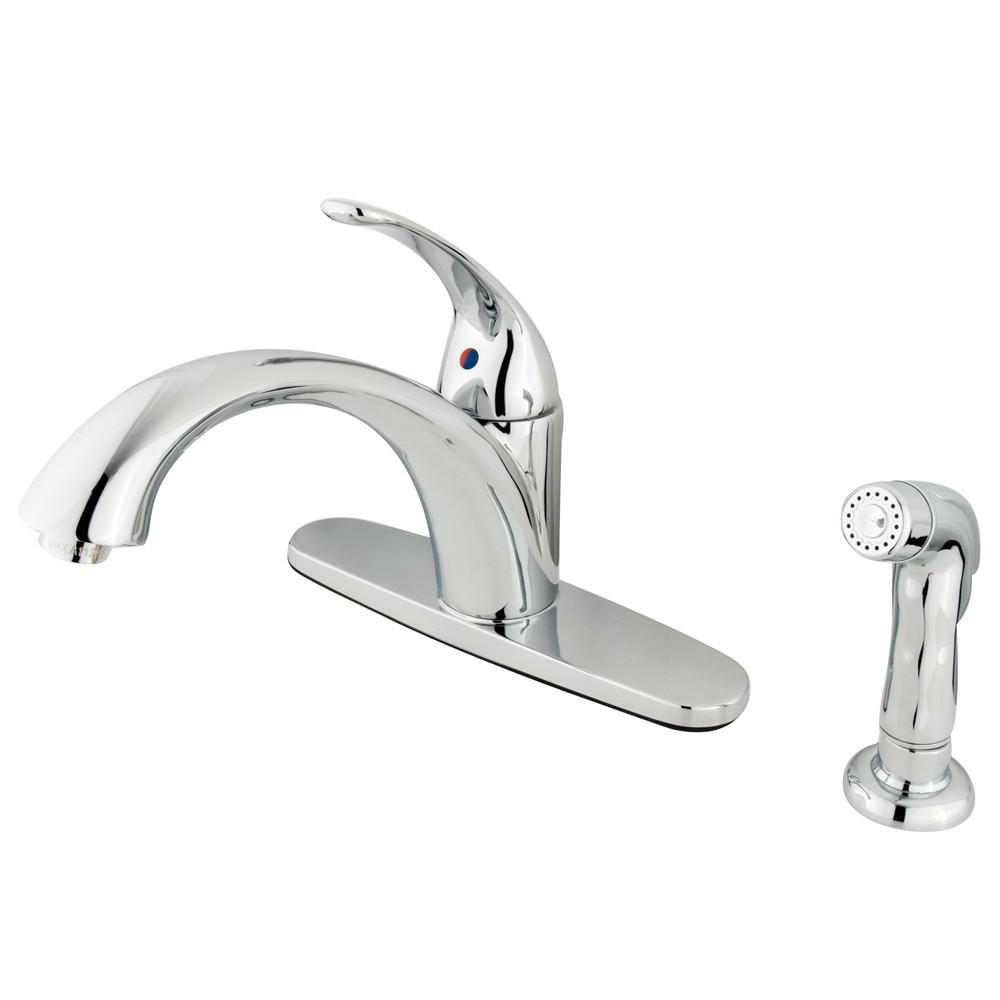 Kingston Brass Chrome Single Handle Kitchen Faucet With Sprayer KS6571VLSP