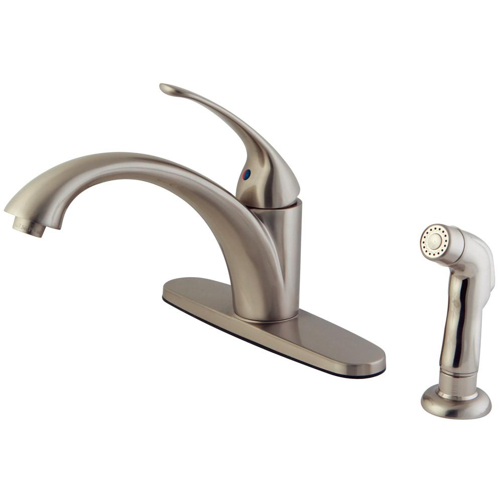 Kingston Brass Satin Nickel Single Handle Kitchen Faucet With Sprayer KS6578VLSP