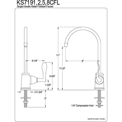 Kingston Century Polished Chrome Kitchen Sink Water Filtration Faucet KS7191CFL