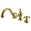 Kingston Polished Brass French Country Roman Tub Filler Faucet KS7332TX