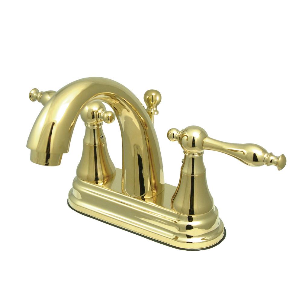 Kingston Polished Brass 2 Handle 4" Centerset Bathroom Faucet w Pop-up KS7612NL