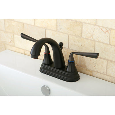 Kingston Silver Sage Oil Rubbed Bronze 4" Centerset Bathroom Faucet KS7615ZL