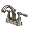 Kingston Satin Nickel 2 Handle 4" Centerset Bathroom Faucet w Pop-up KS7618AL