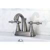 Kingston Satin Nickel 2 Handle 4" Centerset Bathroom Faucet w Pop-up KS7618NL