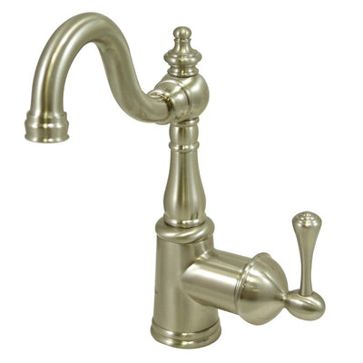 English Vintage Satin Nickel 1 hdl Bathroom Faucet w\ Push down drain KS7648BL