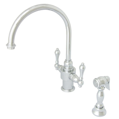 Kingston English Country Chrome Kitchen Faucet with Brass Sprayer KS7711ALBS