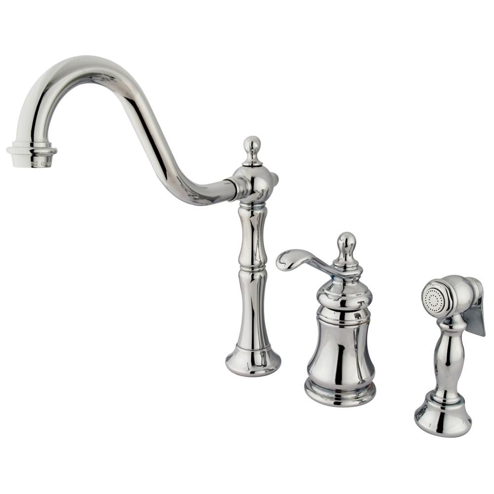 Kingston Chrome Templeton Widespread Kitchen Faucet With Sprayer KS7801TPLBS