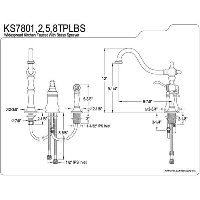 Kingston Chrome Templeton Widespread Kitchen Faucet With Sprayer KS7801TPLBS