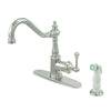 Kingston Brass Chrome Single Handle Kitchen Faucet with White Sprayer KS7811BL