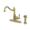 Polished Brass English Vintage 1 hdl Kitchen Faucet w Brass Sprayer KS7812BLBS