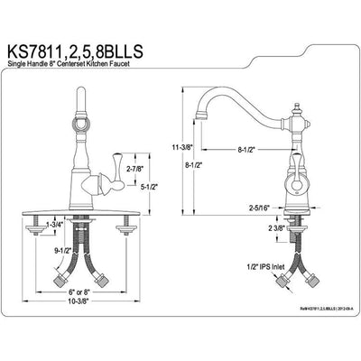 Kingston Brass Satin Nickel Single Handle Kitchen Faucet KS7818BLLS