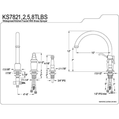 Kingston Chrome Templeton High Spout Kitchen Faucet With Side Spray KS7821TLBS