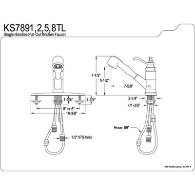 Kingston Brass Chrome Templeton Pull-Out Sprayer Kitchen Faucet KS7891TL