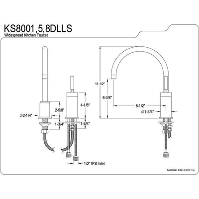 Kingston Brass Chrome Single Lever Widespread Kitchen Faucet KS8001DLLS