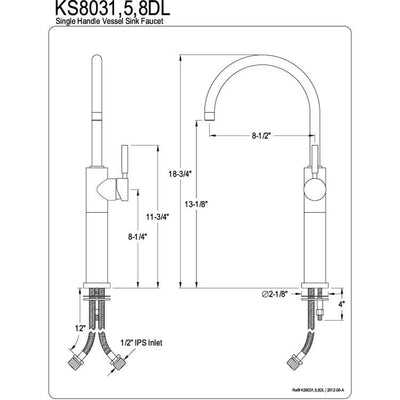 Kingston Brass Concord Chrome Single Handle Vessel Sink Faucet KS8031DL