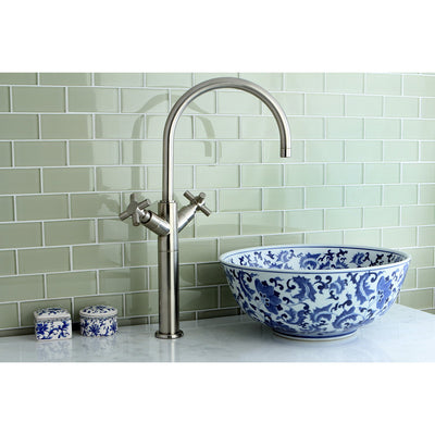 Kingston Brass Concord Satin Nickel Cross Handle Vessel Sink Faucet KS8068JX