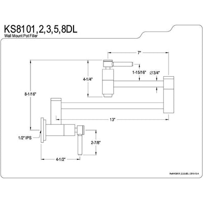 Kingston Brass Concord Oil Rubbed Bronze Wall-Mount Pot Filler Faucet KS8105DL