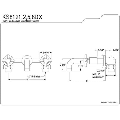 Kingston Brass Concord Chrome Two Handle Wall-Mount Vessel Sink Faucet KS8121DX