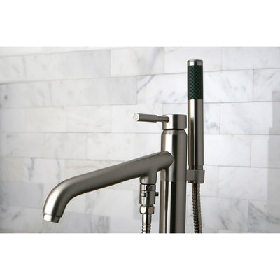 Kingston Concord Satin Nickel Pillar tub filler faucet w Hand Shower KS8138DL