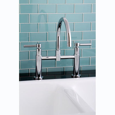 Kingston Chrome Two Handle 8" Goose Neck Deck Mount Kitchen Faucet KS8171DLLS