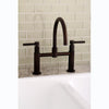 Kingston Oil Rubbed Bronze Two Handle 8" Goose Neck Kitchen Faucet KS8175DLLS