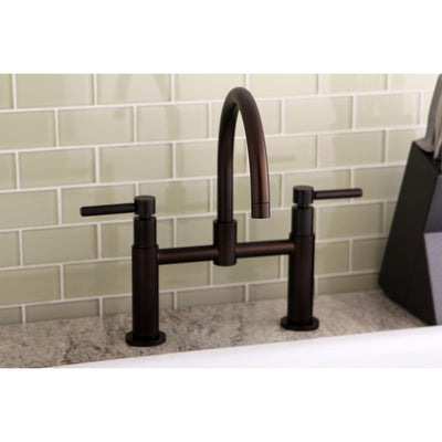 Kingston Oil Rubbed Bronze Two Handle 8" Goose Neck Kitchen Faucet KS8175DLLS