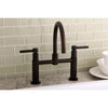 Kingston Oil Rubbed Bronze Two Handle 8" Goose Neck Kitchen Faucet KS8175DLLS