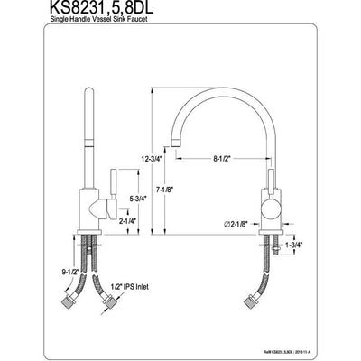 Kingston Brass Concord Chrome Single Handle Vessel Sink Faucet KS8231DL