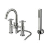 Chrome Two Handle Deck-mount Roman tub filler faucet w/ Hand Shower KS8251EX