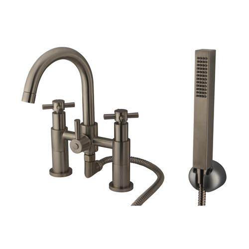 Satin Nickel 2 Handle Roman tub filler faucet w/ Hand Shower KS8258EX