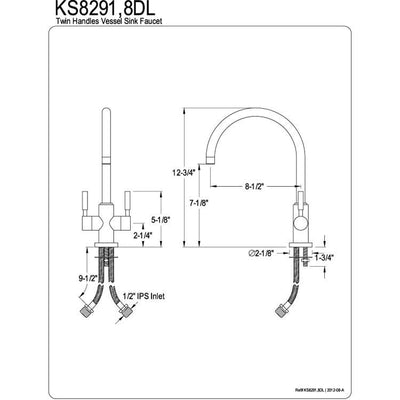 Kingston Brass Concord Chrome Two Handle Vessel Sink Faucet KS8291DL