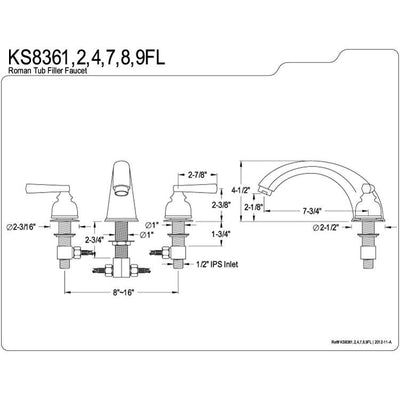 Chrome / Polished Brass Royale 2 Handle Roman Tub Filler Faucet KS8364FL