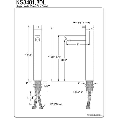 Kingston Brass Concord Chrome Bathroom Vessel Sink Faucet KS8401DL