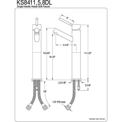 Kingston Brass Concord Chrome Single Handle Vessel Sink Faucet KS8411DL