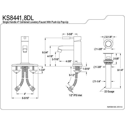 Kingston Concord Chrome Single Handle Bathroom Faucet w/ Cover Plate KS8441DL