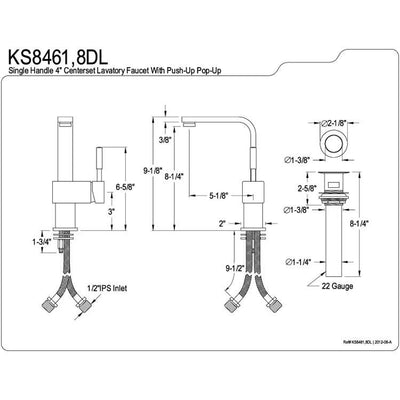 Kingston Concord Chrome Single Handle Bathroom Faucet w/ Push-up Drain KS8461DL