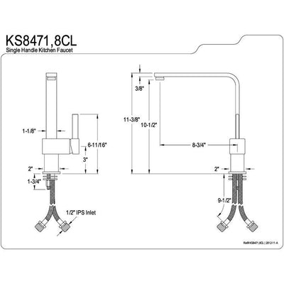 Kingston Brass Claremont Satin Nickel Single Handle Kitchen Faucet KS8478CL