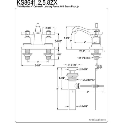 Kingston Brass KS8641ZX 4" Centerset Bathroom Faucet Polished Chrome