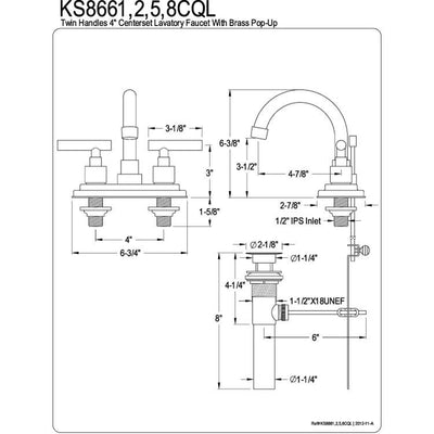 Claremont Oil Rubbed Bronze 2 hdl Centerset Bathroom Faucet w/Pop-up KS8665CQL