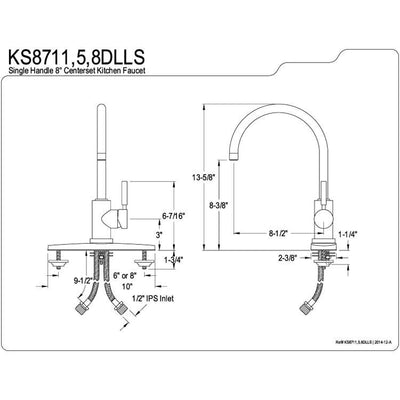 Kingston Brass Concord Satin Nickel Single Handle Kitchen Faucet KS8718DLLS