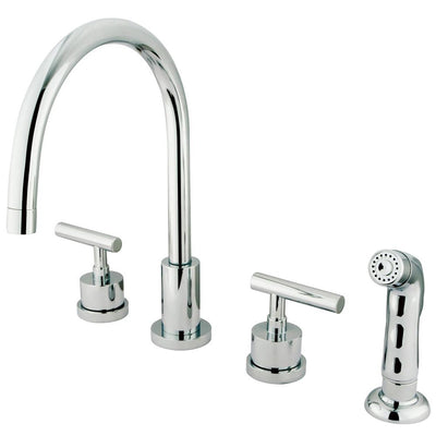 Kingston Chrome Manhattan widespread kitchen faucet with sprayer KS8721CML