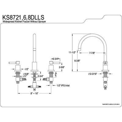 Kingston Brass Concord Chrome Two Handle Widespread Kitchen Faucet KS8721DLLS