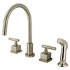 Claremont Satin Nickel Widespread Kitchen Faucet Matching Sprayer KS8728CQL