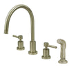 Satin Nickel Two Handle Widespread Kitchen Faucet Matching Sprayer KS8728DL