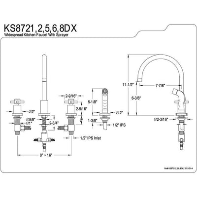 Satin Nickel Two Handle Widespread Kitchen Faucet Matching Sprayer KS8728DX