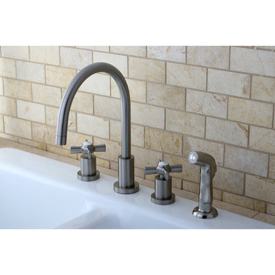 Kingston Brass KS8728ZX Widespread Kitchen Faucet Satin Nickel