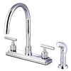 Kingston Brass Chrome Manhattan 8" kitchen faucet with plastic sprayer KS8791CML